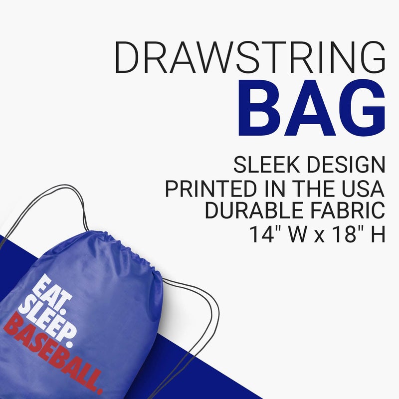 ChalkTalkSPORTS Baseball Sport Pack Drawstring Bag | Eat Sleep Baseball | Royal - Image 3